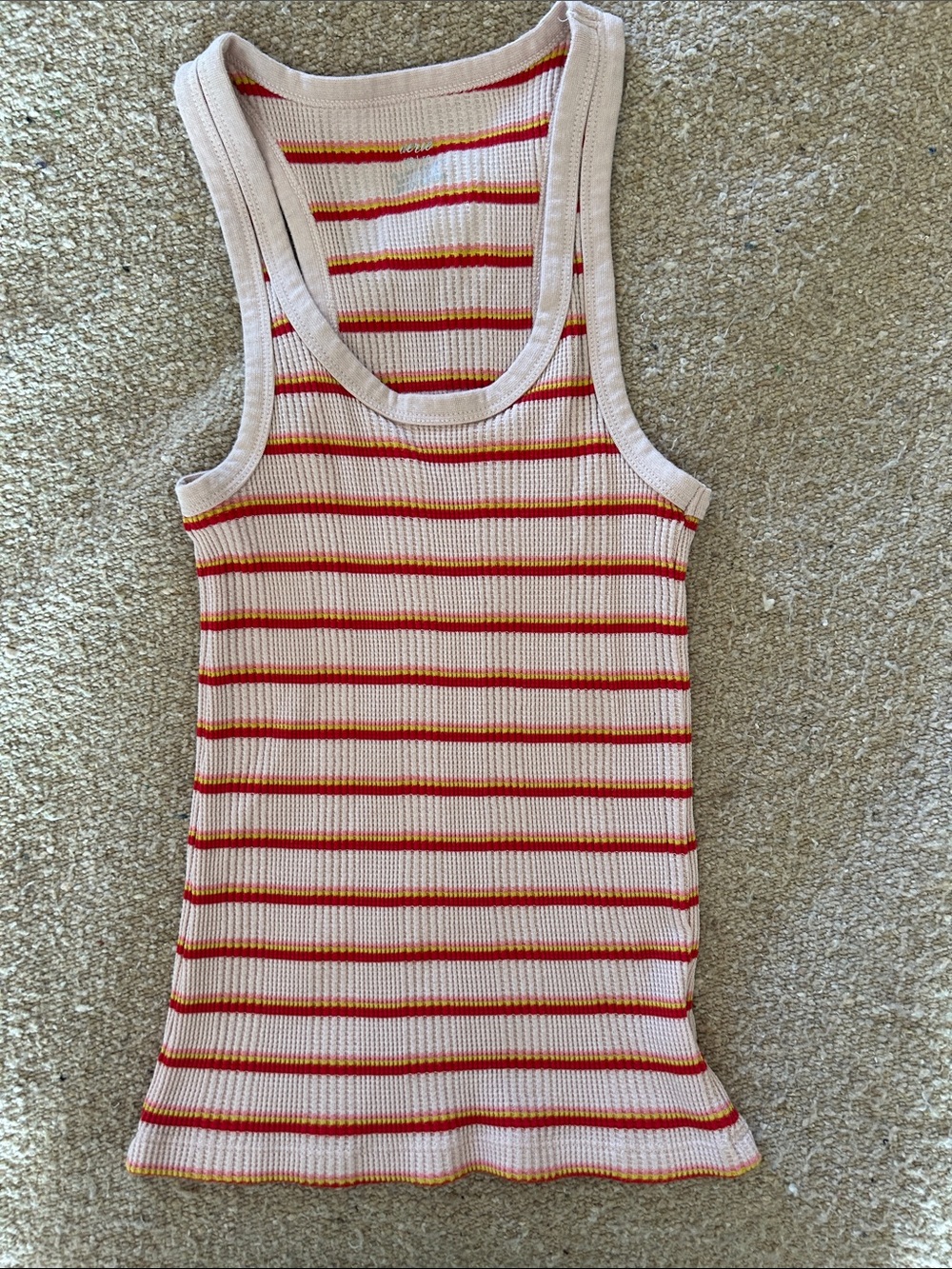 aerie Cream Ribbed Tank with Red, Pink & Yellow Stripes